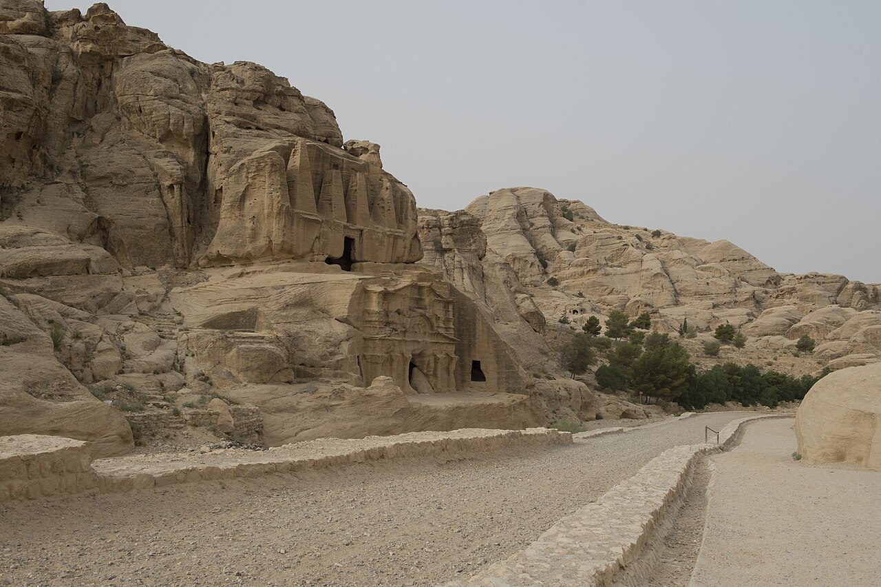 Rock formations along the approach to the Siq at Petra, Jordan