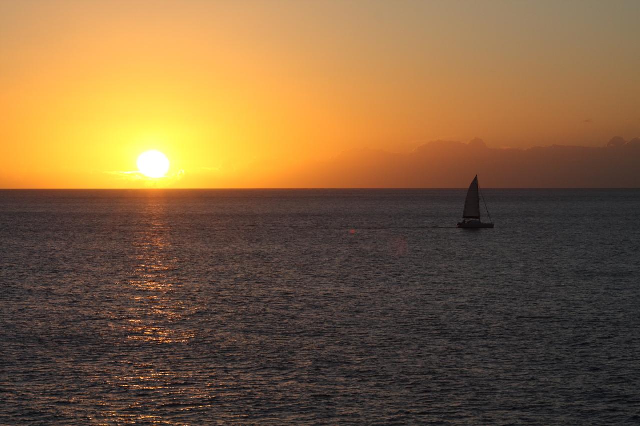 Sunset over the sea in the Pitons area of Saint Lucia