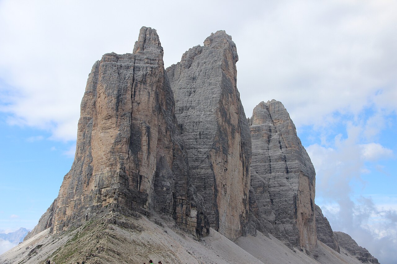 The rock towers of Tre Cime in the Dolomites
