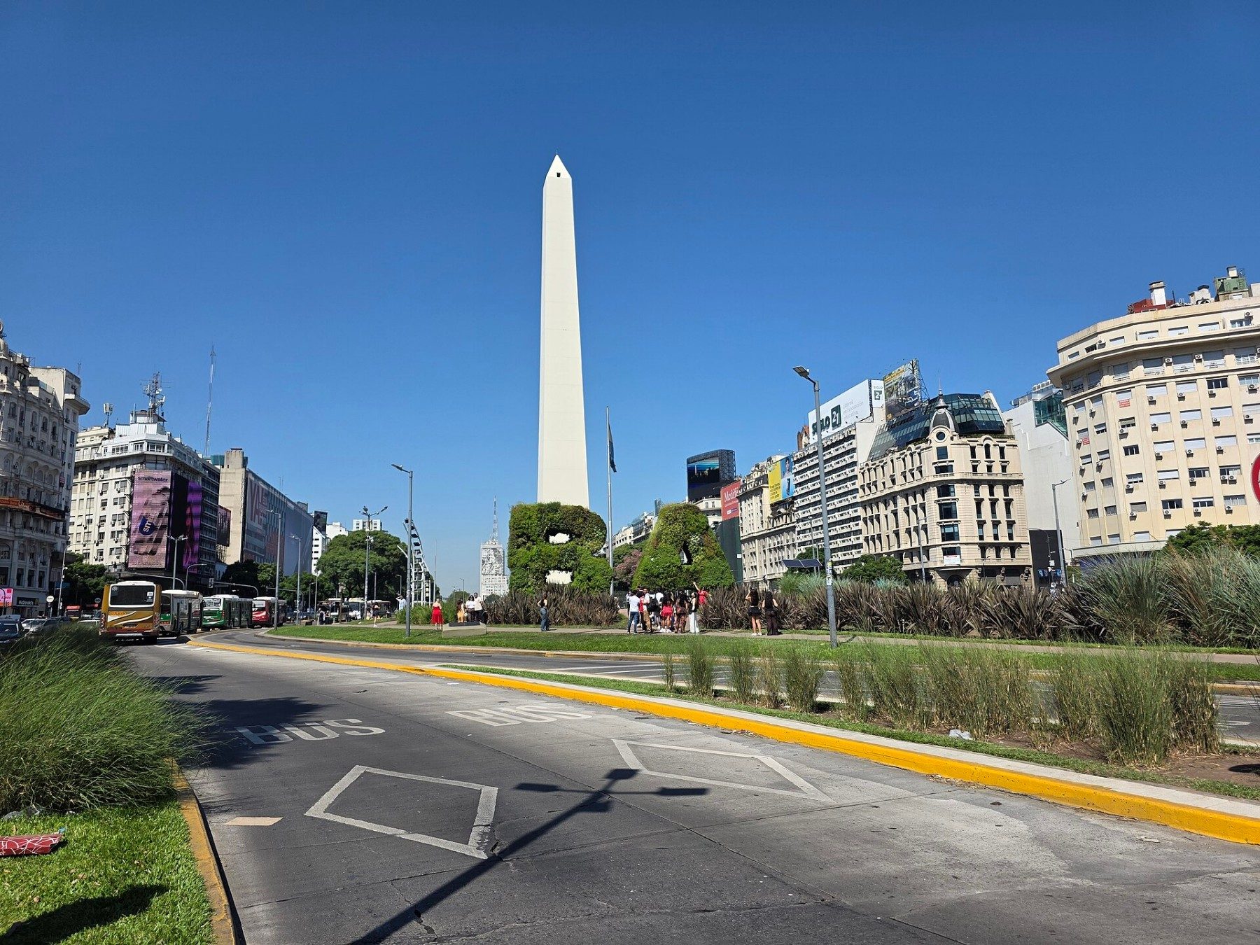 The Buenos Aires Obelisk above traffic on Avenida 9 de Julio