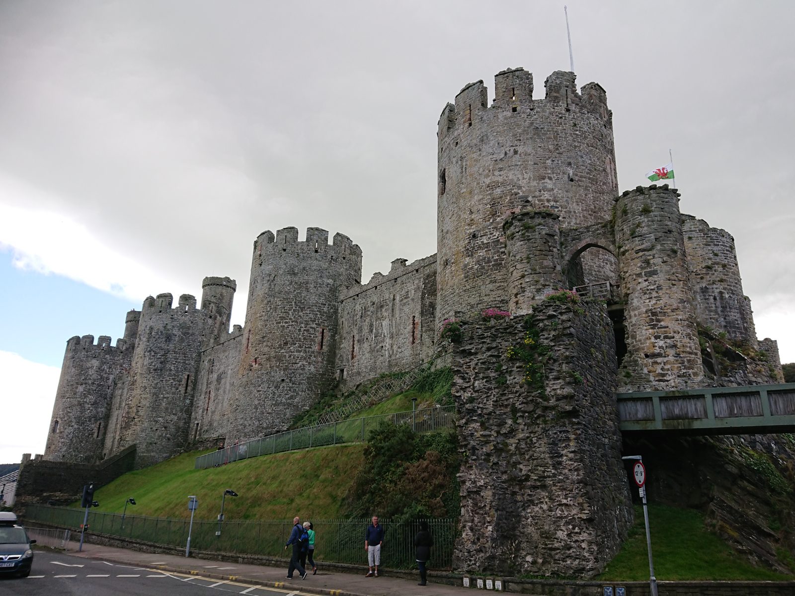 Stone towers and curtain walls of Castell Conwy in north Wales